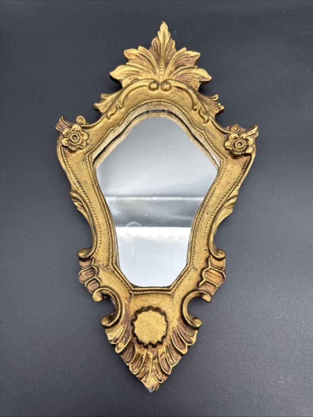Baroque Style Oval Small Wall Mirror Ornate Gold Gilt Frame Gallery Accent